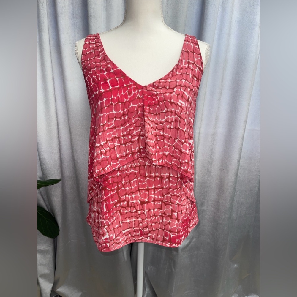 White House Black Market Pink & White Layered Top-Size Small